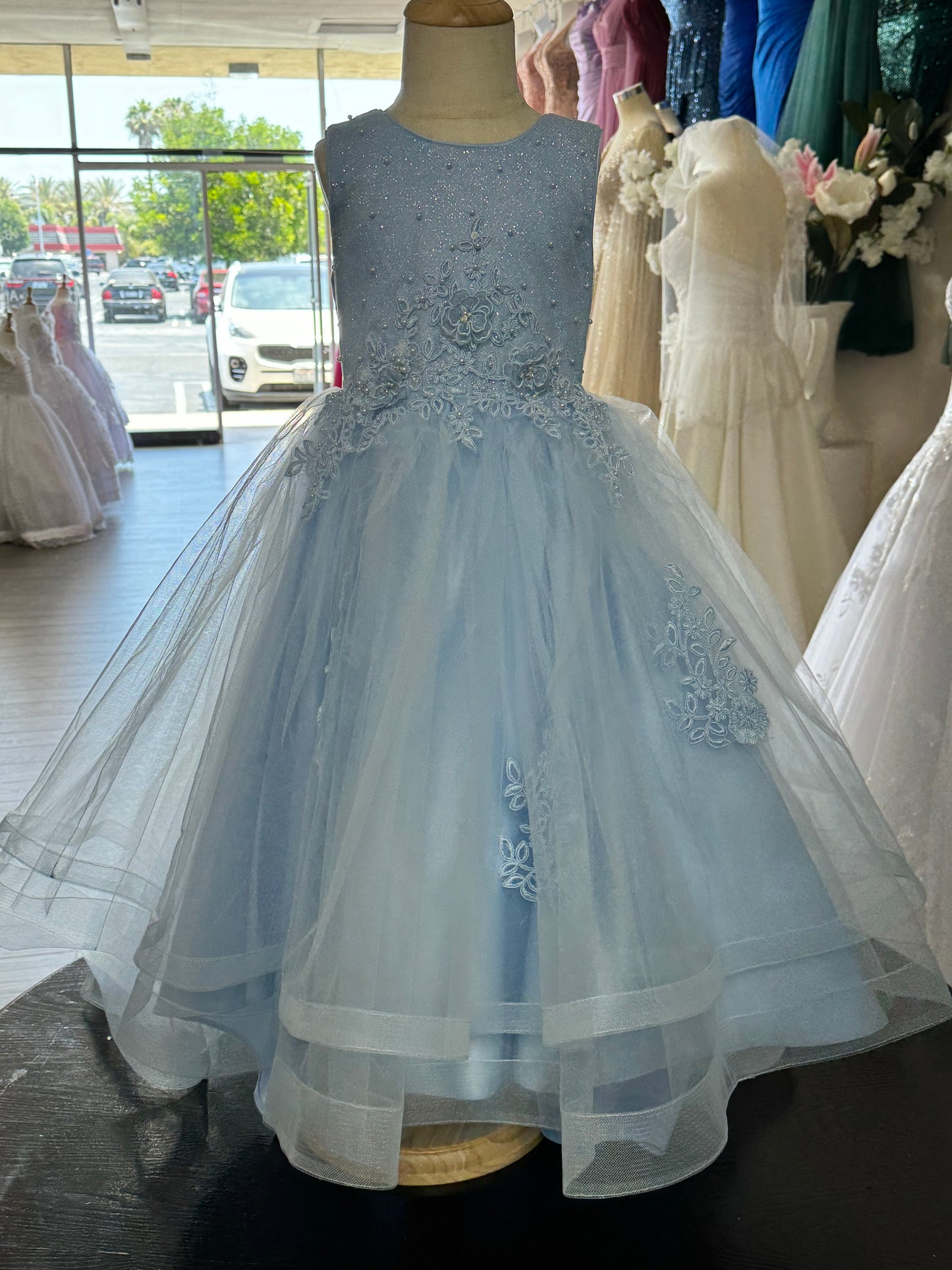 Blue flower girls dress