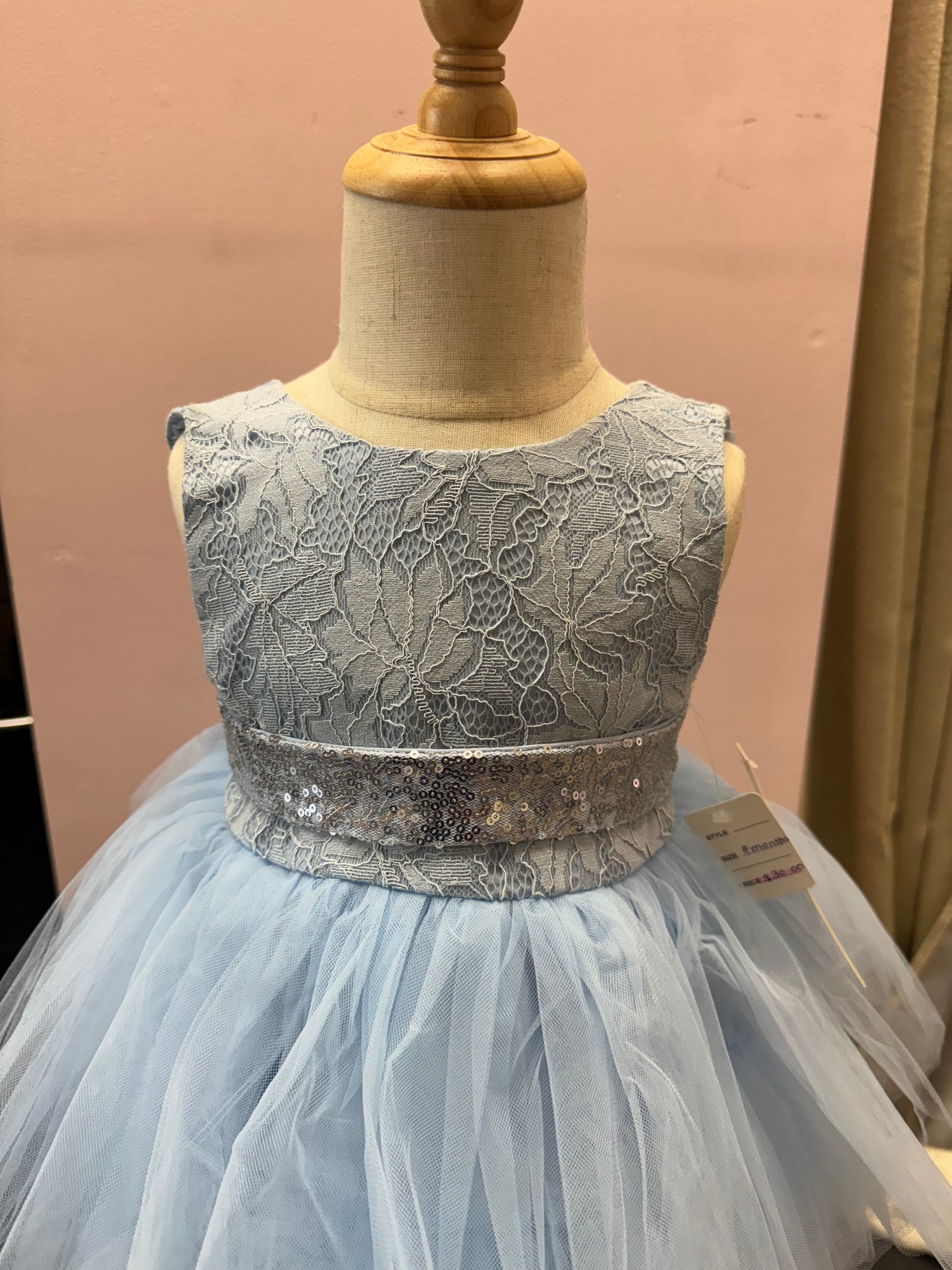 Blue girls dress with bow