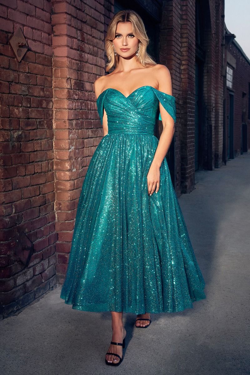 CD870 Glitter tea length dress