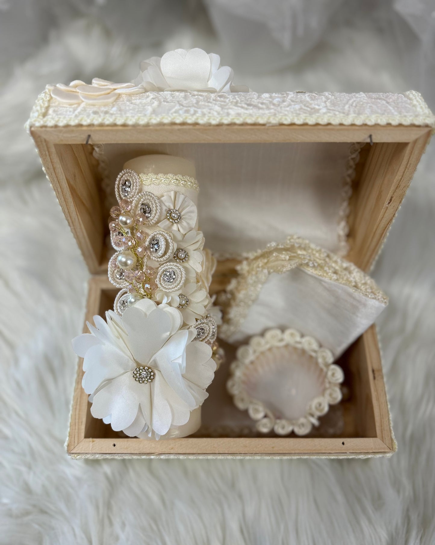 Perlita baptism candle set